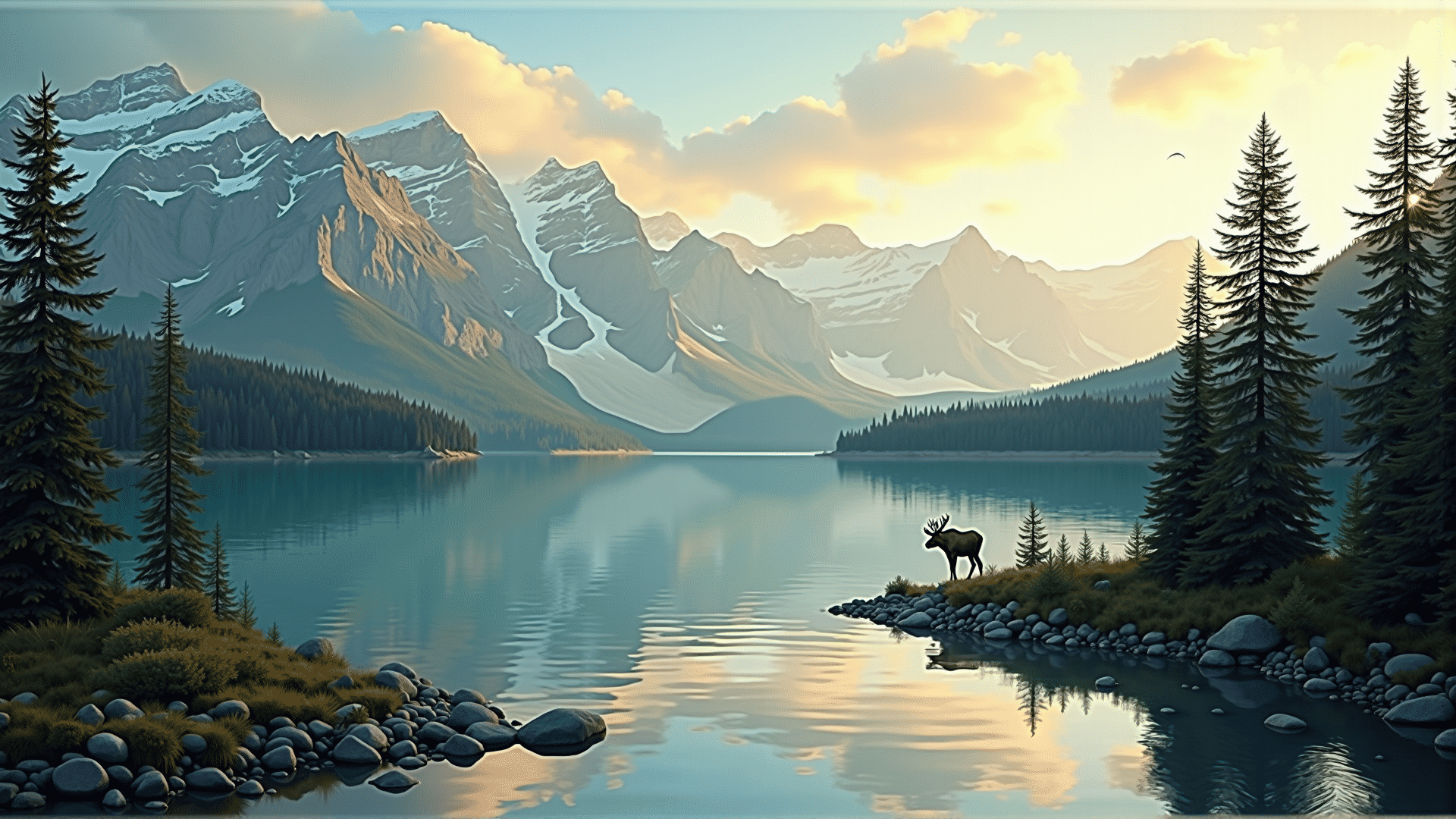 Mountain landscape with lake reflection
